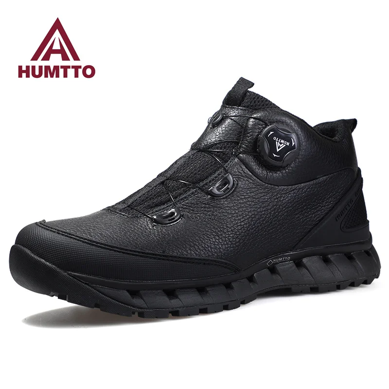 Top Trends: HUMTTO Leather Ankle Boots Waterproof Hiking Shoes For Men Sports Luxury Designer Winter Outdoor Climbing Trekking Sneakers Mens Shoppable Styles