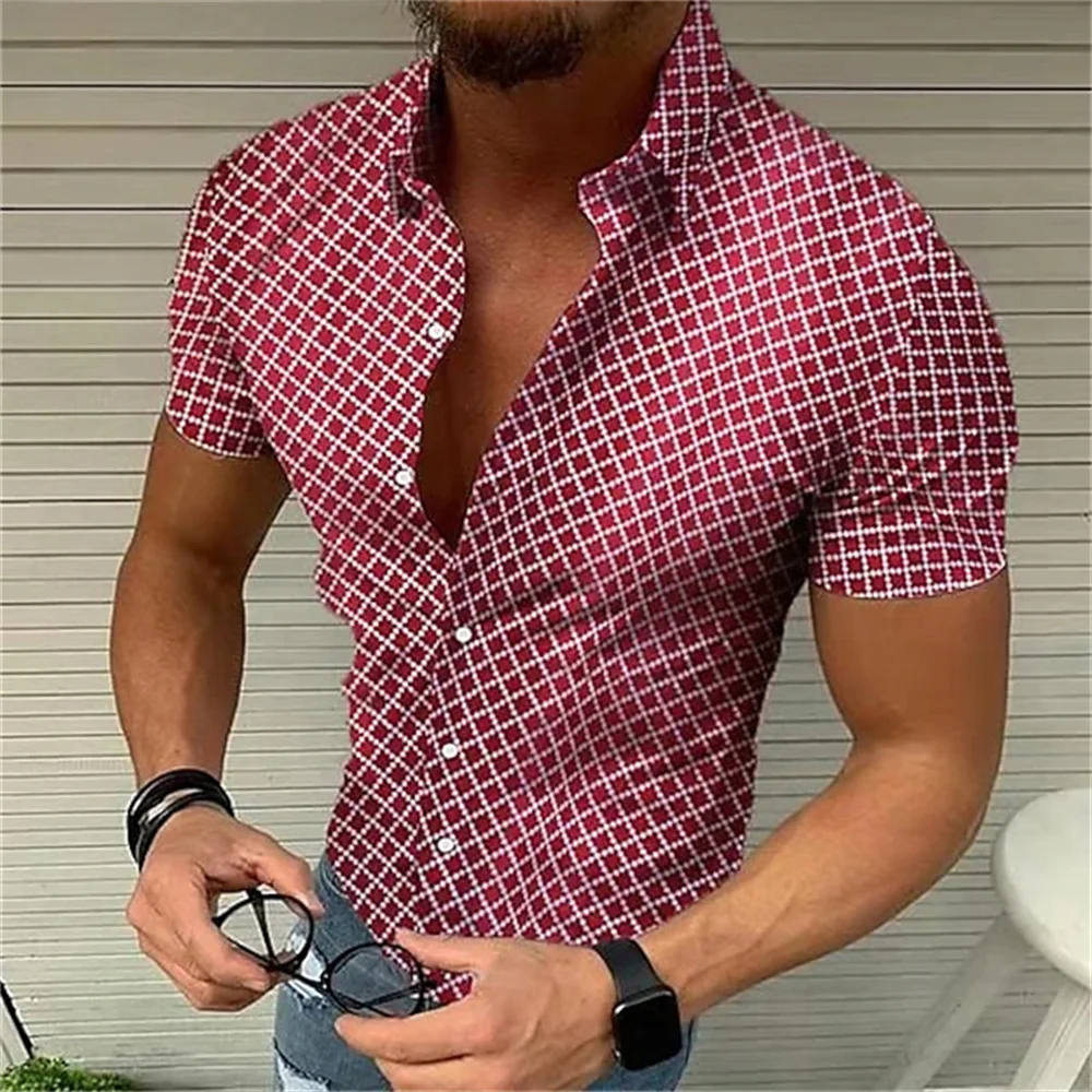 Top Trends: Summer Men's High Quality Solid Vintage Plaid Shirt Fashion Casual Luxury Shirt Short Sleeve Men's Aloha Shirt Top 5XL 2023 Shoppable Styles