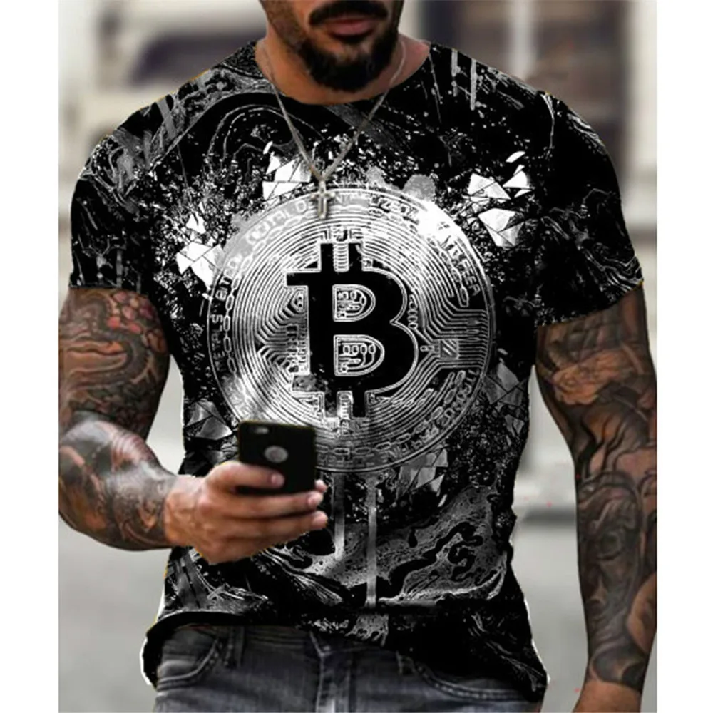 Top Trends: 2022 New Bitcoin 3D Printing T-Shirt Men's Short Sleeve Round Neck Loose Oversized Hot Summer Dress Shoppable Styles