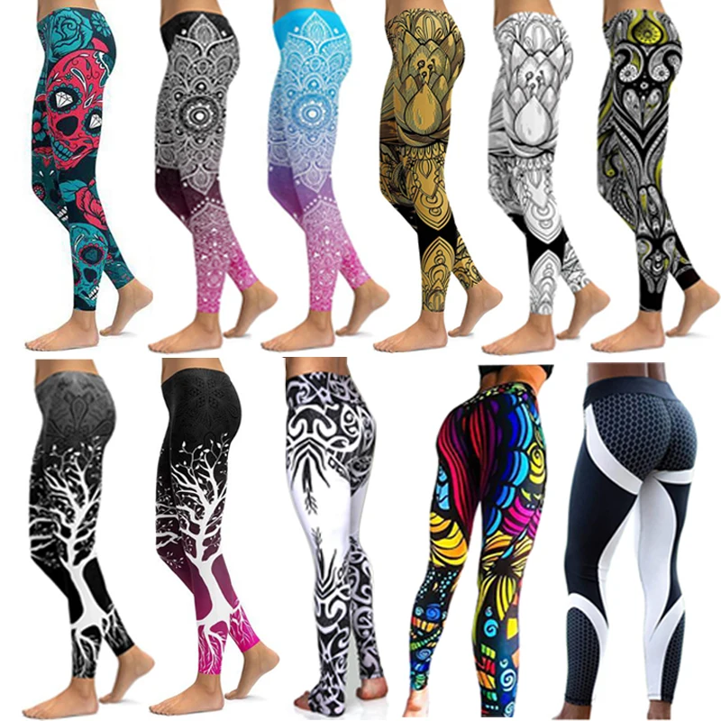 Top Trends: LI-FI Print Yoga Pants Women Unique Fitness Workout Sports Running Leggings Sexy Push Up Gym Wear Elastic Slim Shoppable Styles