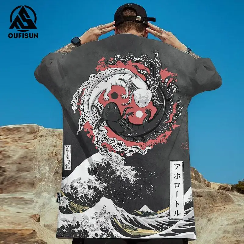 Top Trends: Ukiyo-E T-Shirts For Men Yin Yang Fish Print Men's Clothing Loose Oversized T-Shirt Street Tops Fashion Casual Short Sleeved Tee Shoppable Styles