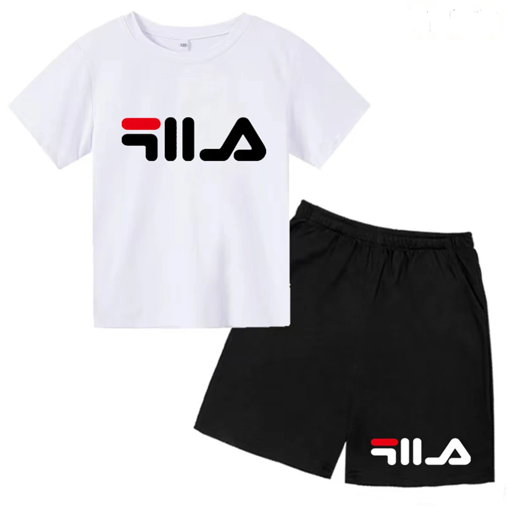 Top Trends: Summer Round Neck T-shirt For Boys Girl+ shorts Set Children's Printed Cotton Breathable Leisure Brand Short Sleeve Clothing Shoppable Styles - Image 2