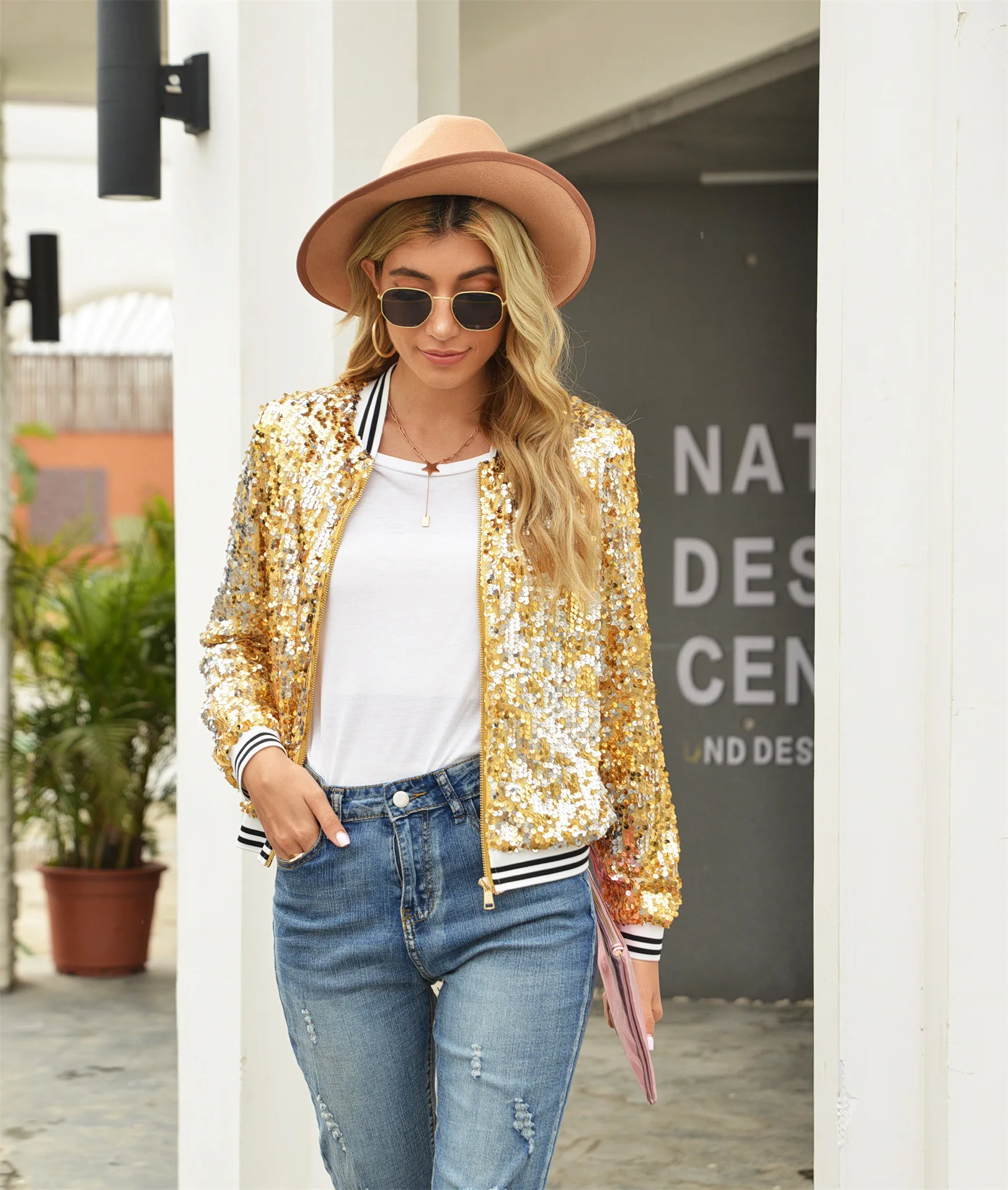 Top Trends: Clothing 2023 Sequin Jackets Glitter Long Sleeve Coats Elegant Spring Outwear Office Ladies Solid Streetwear For Women Birthday Shoppable Styles