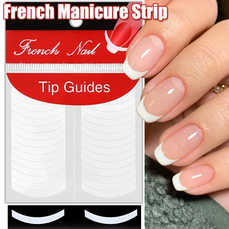 Top Trends: V-shaped White French Manicure Strip Wavy Line Nail Art Form Fringe Tip Guides Sticker DIY Nails Line Auxiliary Decoration Tools Shoppable Styles