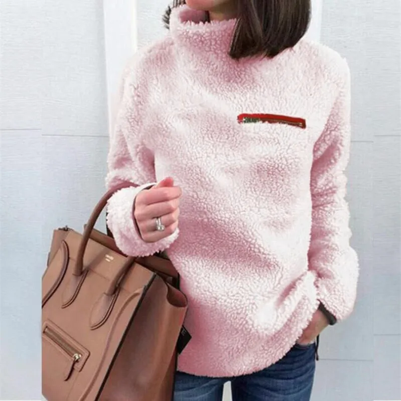 Top Trends: 2023 New Winter Fashion Solid Color Zipper High Neck Panel Long Sleeve Temperament Commuter Loose Women's Casual Sweater Shoppable Styles