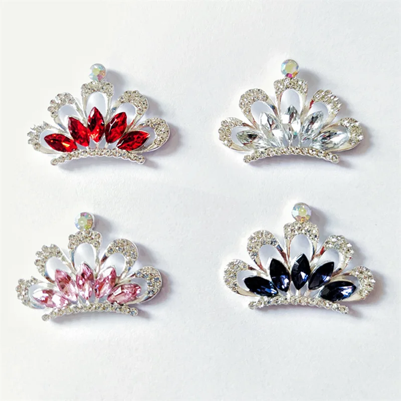 Top Trends: 5Pcs Rhinestone Acrylic Crown Diy Buttons Bling Alloy Tiara For Headbands Wedding Party Bride Headdress Hair Embellishment Shoppable Styles