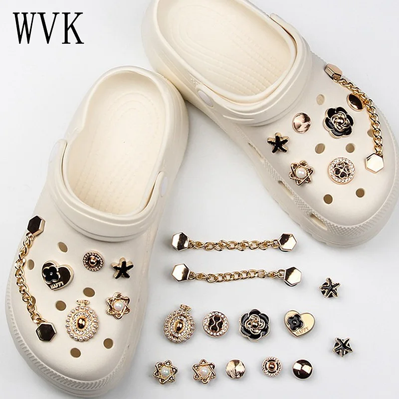 Top Trends: 13Pcs / 1Set Luxurious Charms DIY Shoe Decoration&Chain Sets Adult Kids Shoe Charms Shoes Accessories Free Shipping Shoppable Styles