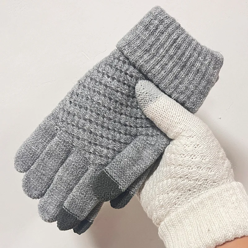 Top Trends: Autumn Winter Thicken Warm Cashmere Gloves For Women Men Touchscreen Knitted Wool Mittens Fashion Adult Students Hand Gloves Shoppable Styles