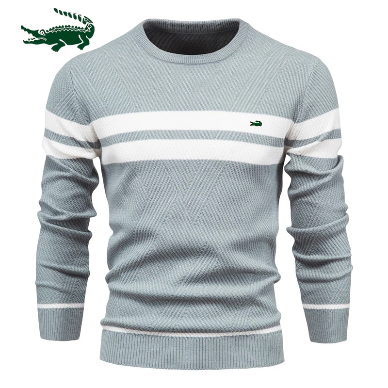 Top Trends: High Quality New Mens Boys Winter Stripe Sweater Thick Warm Pullovers Men's O-neck Basic Casual Slim Comfortable Sweaters Shoppable Styles - Image 2