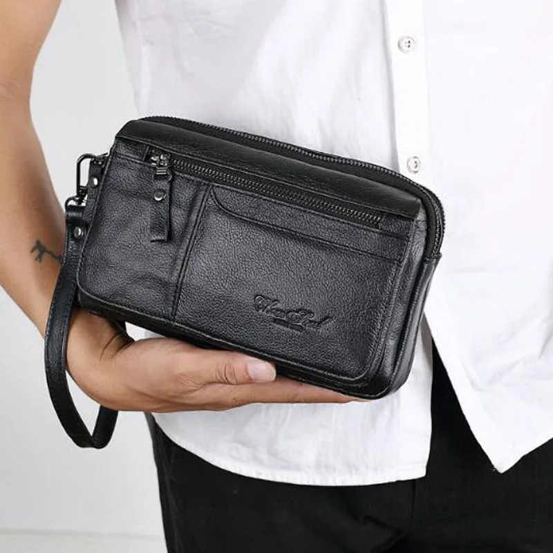 Top Trends: Men&#039;s Leather Clutch Purse Wallet Men Cowhide Wristlet Holder Wrist Bag Pack Business Cell Phone Cash Card Handbag Shoppable Styles