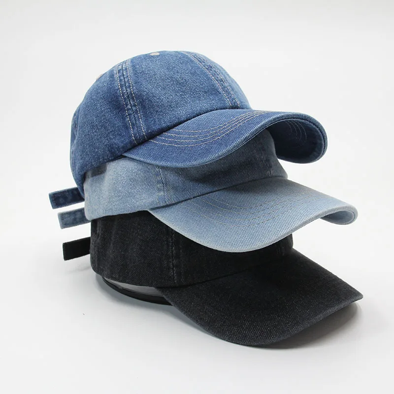 Top Trends: Baseball Cap For Men Women Washed Denim Adjustable Dad Hat Vintage Daily Headwear Cotton Kpop Hats Shoppable Styles