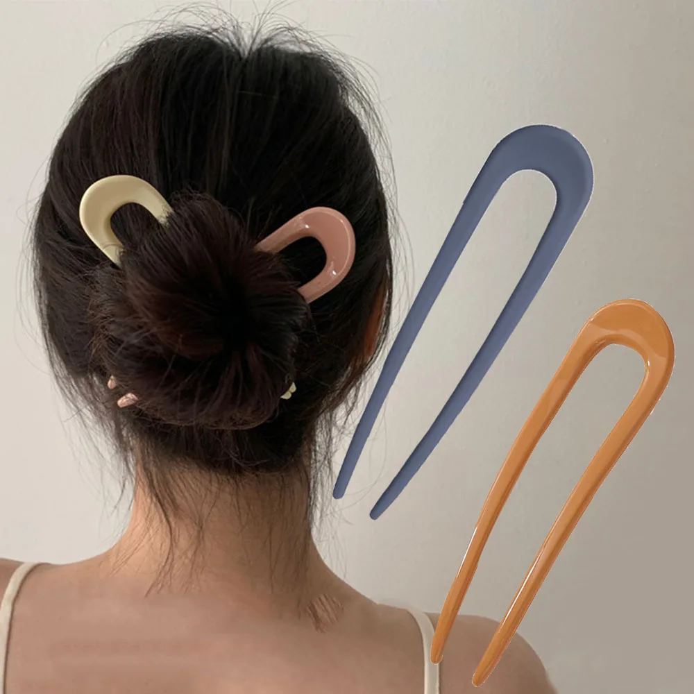 Top Trends: New Solid Color Hair Sticks Women Shell Hair Clip Pins Minimalist U Shape Girls Hairpin Hair Bun Maker Headwear Hair Accessories Shoppable Styles