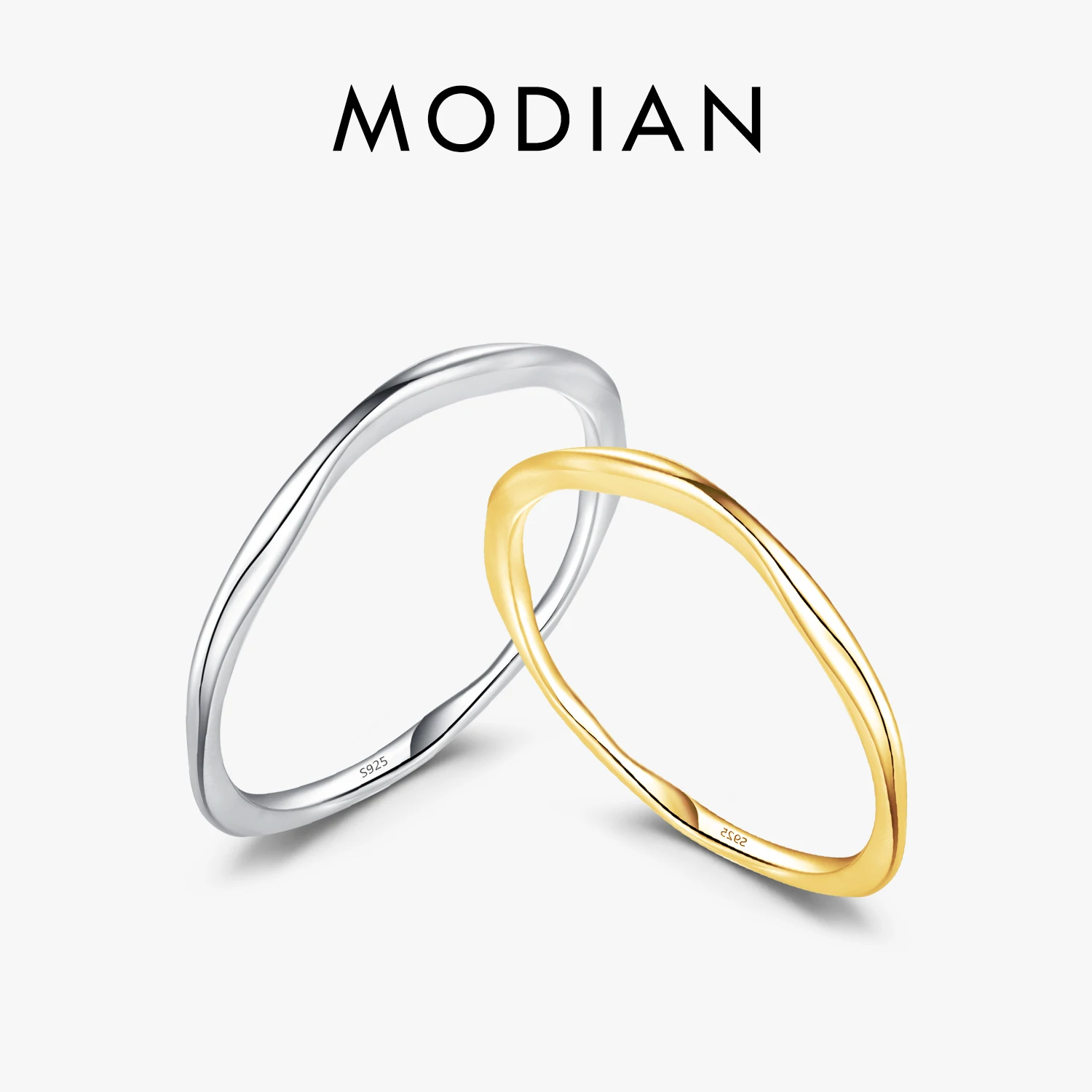 Top Trends: MODIAN 925 Sterling Silver Simple Geometric Line Twisted Ring Trendy Stackable Gold Color Fine Jewelry For Women Party Gifts Shoppable Styles