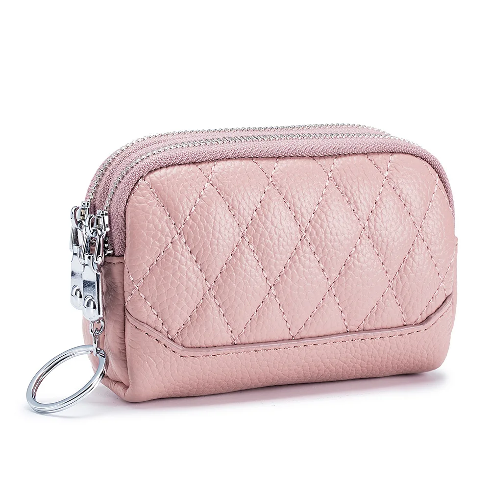 Top Trends: 2023 New Women Wallet Genuine Leather Double Zipper Coin Purse Bag Large Capacity Clutch Wallets With Keychain Ring Money Purses Shoppable Styles