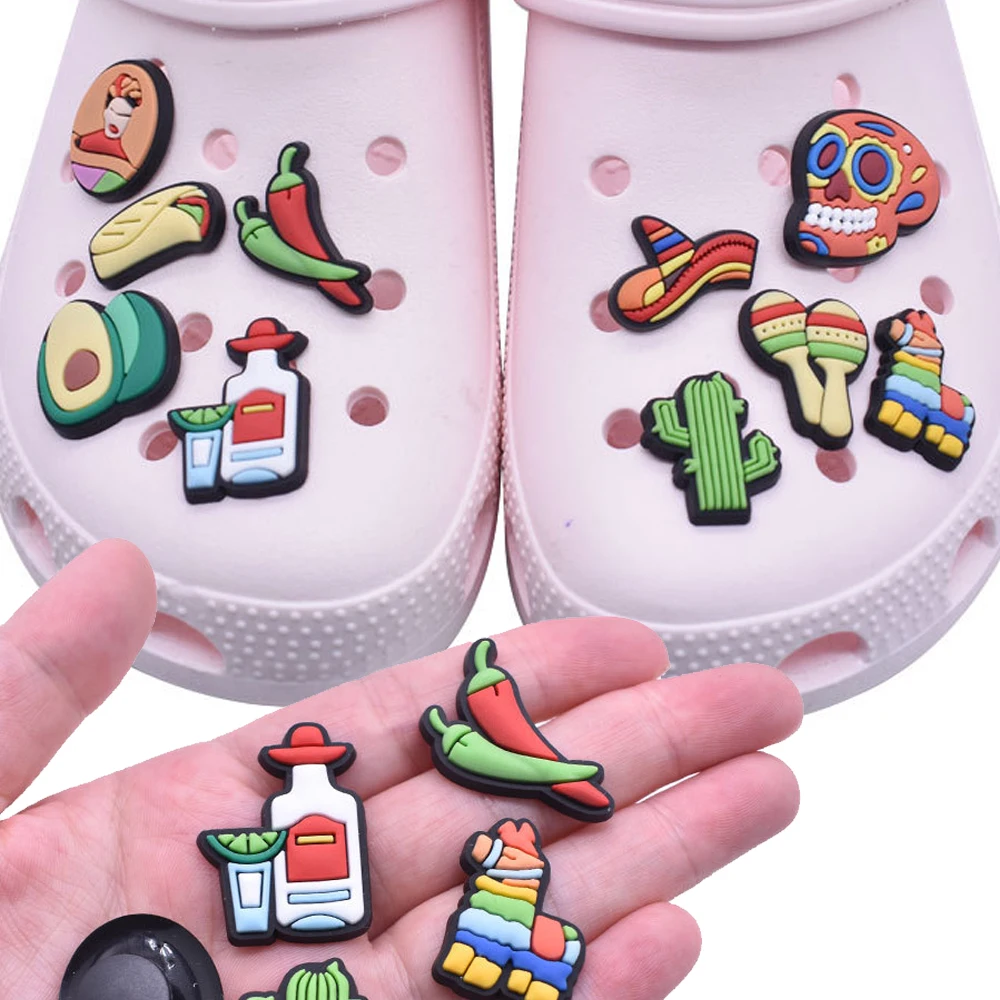 Top Trends: Wholesale 1pcs PVC Shoe Accessories For Crocs Charms Mexican Badge Women Sandals Buckle Kids Pins Decoration Jeans Men Wristband Shoppable Styles