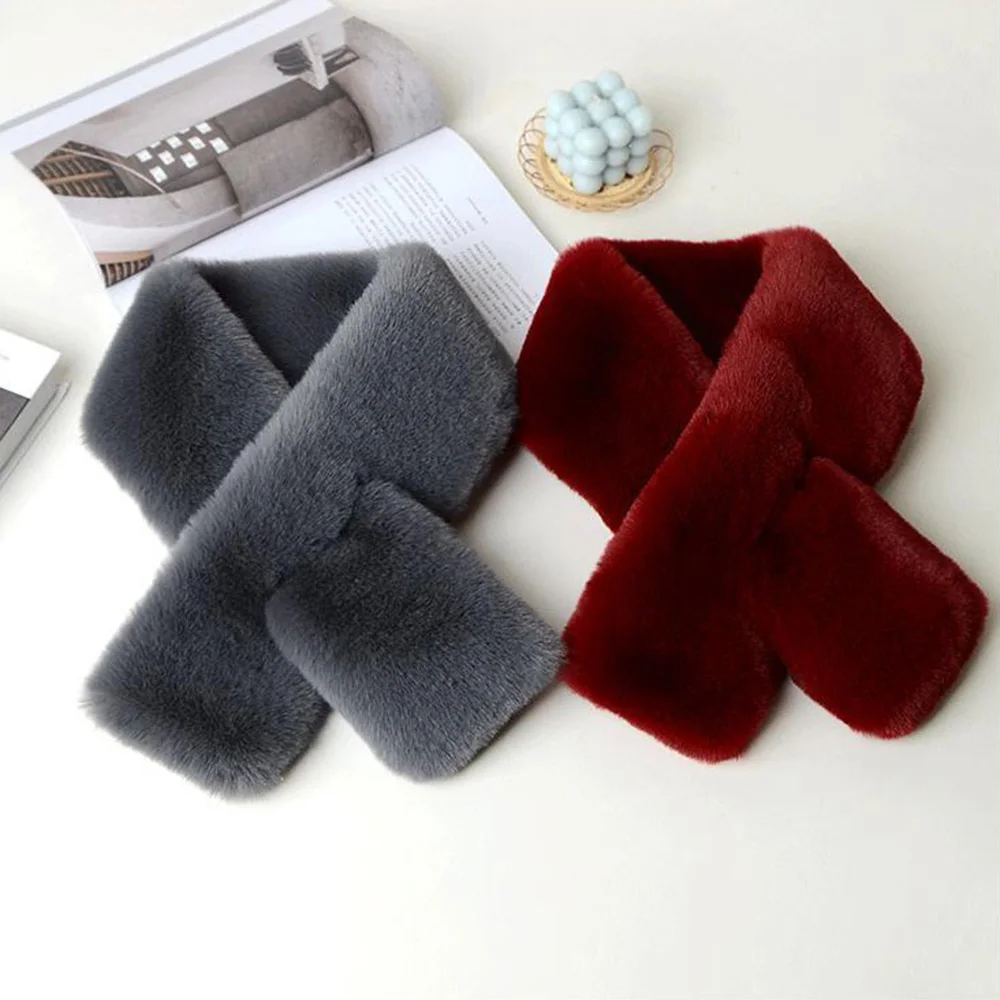 Top Trends: Winter Plush Scarf For Women Warm Faux Mink Fur Cross Scarves Cute Thickened Girls Neck Warmer Korean Styles Ring Scarf Shoppable Styles