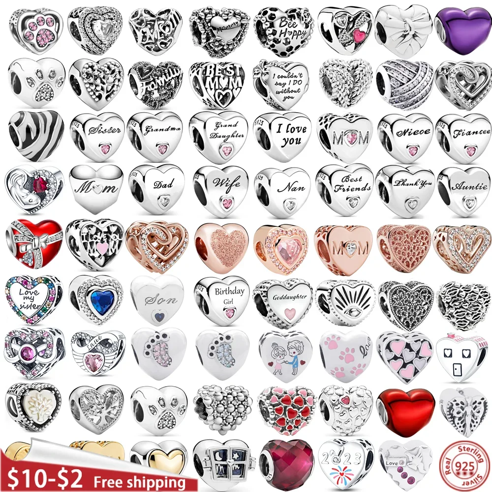 Top Trends: QWC 925 Silver Angel Mom Family Heart Series Shine Beads Fit Pandora 925 Original Charms Bracelets For Women Jewelry Shoppable Styles