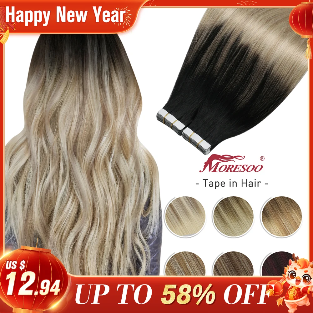 Top Trends: Moresoo Tape In Human Hair Extensions Balayage Blonde Hair Remy Hair Natural Soft Skin Weft Straight Seamless Hair Tape In Hair Shoppable Styles