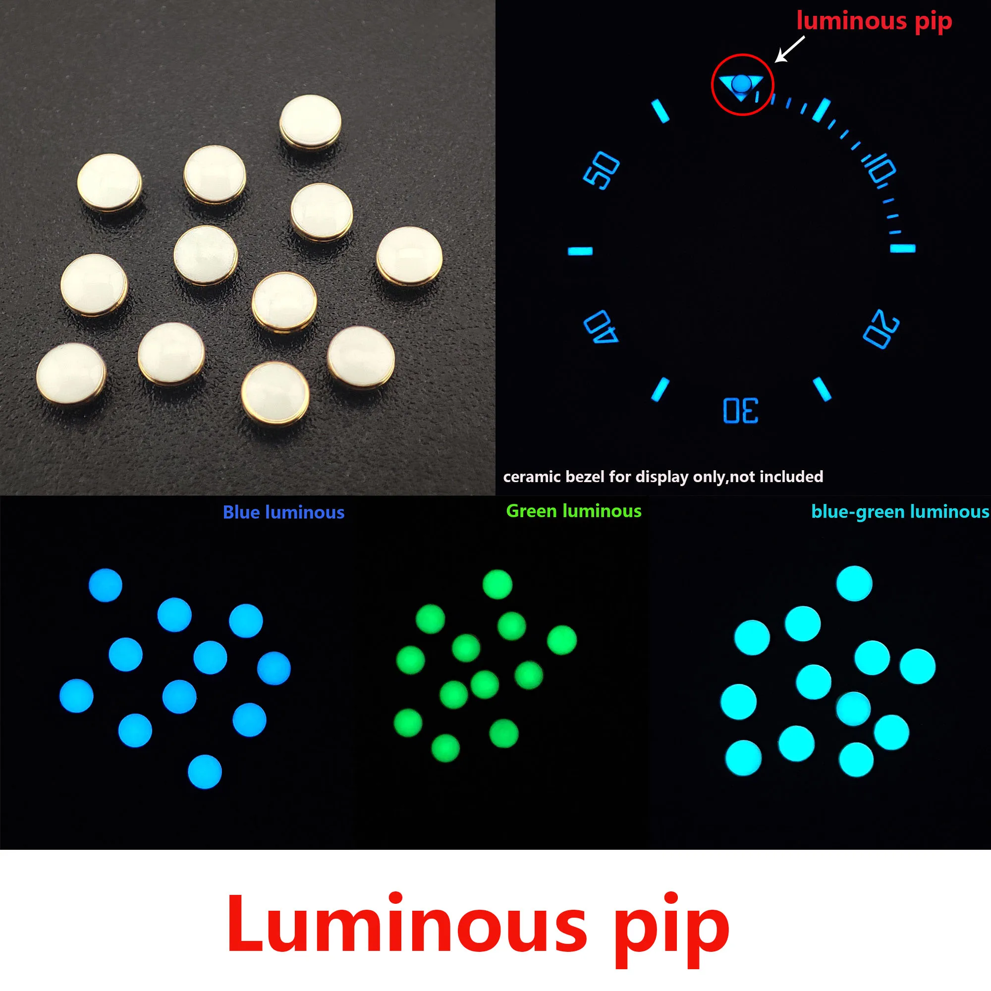 Top Trends: Luminous Pip Lume Pip At 12 For Ceramic Bezel Insert For Seiko / Rolex Green Luminous Watch Parts Shoppable Styles