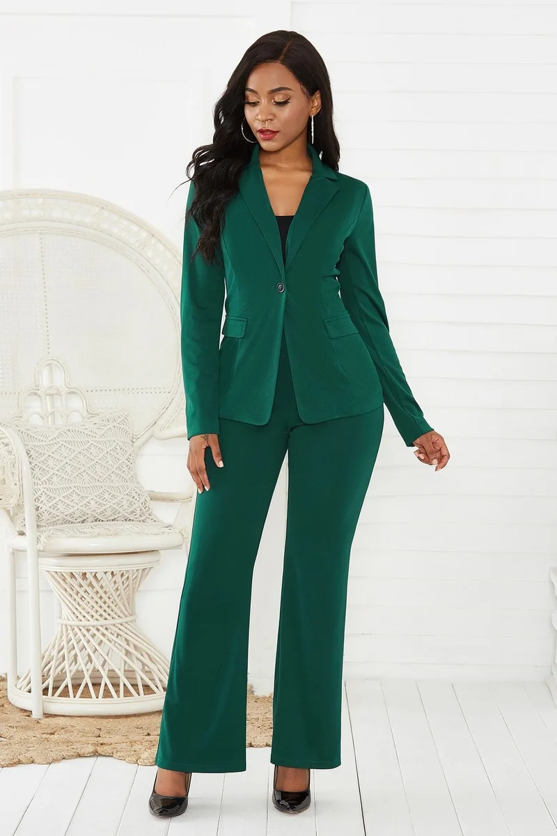 Top Trends: Simple Classic Two Piece Set Office Blazer 2023 Women Solid Colors Single Button Casual Blazer With High Waist Suit Pants Suits Shoppable Styles