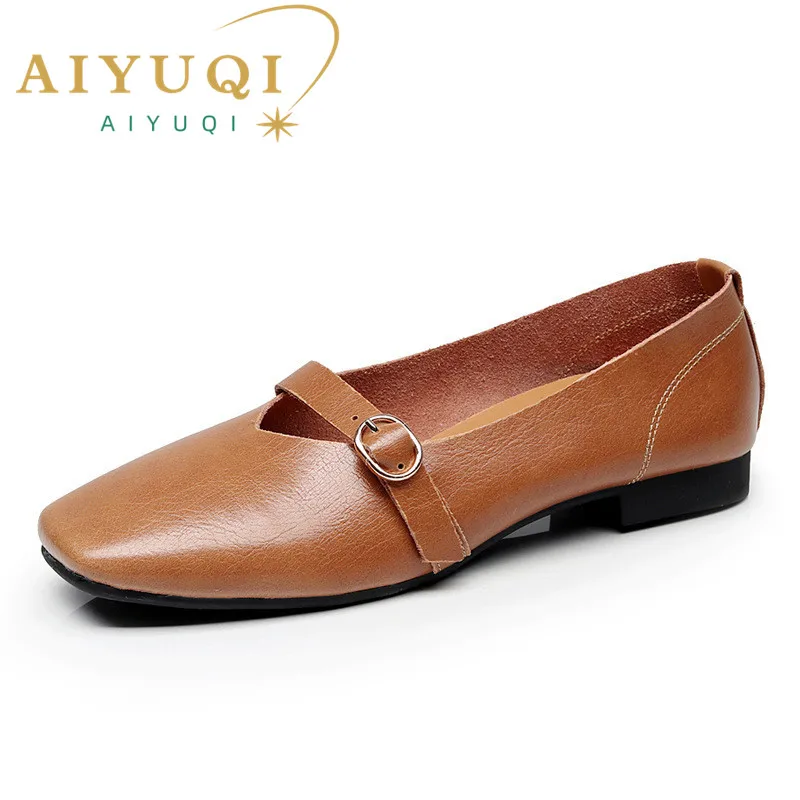 Top Trends: AIYUQI Women Flat Shoes 2024 Spring New Genuine Leather Women Casual Shoes Large Size 35-43 Comfortable Mother Shoes Women Shoppable Styles