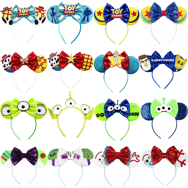 Top Trends: Disney Toy Story Ear Headbands Women Sequins Bow Girl Woody Buzz Lightyear Hairband Kids Pixar Alien Hair Accessories Party Gift Shoppable Styles