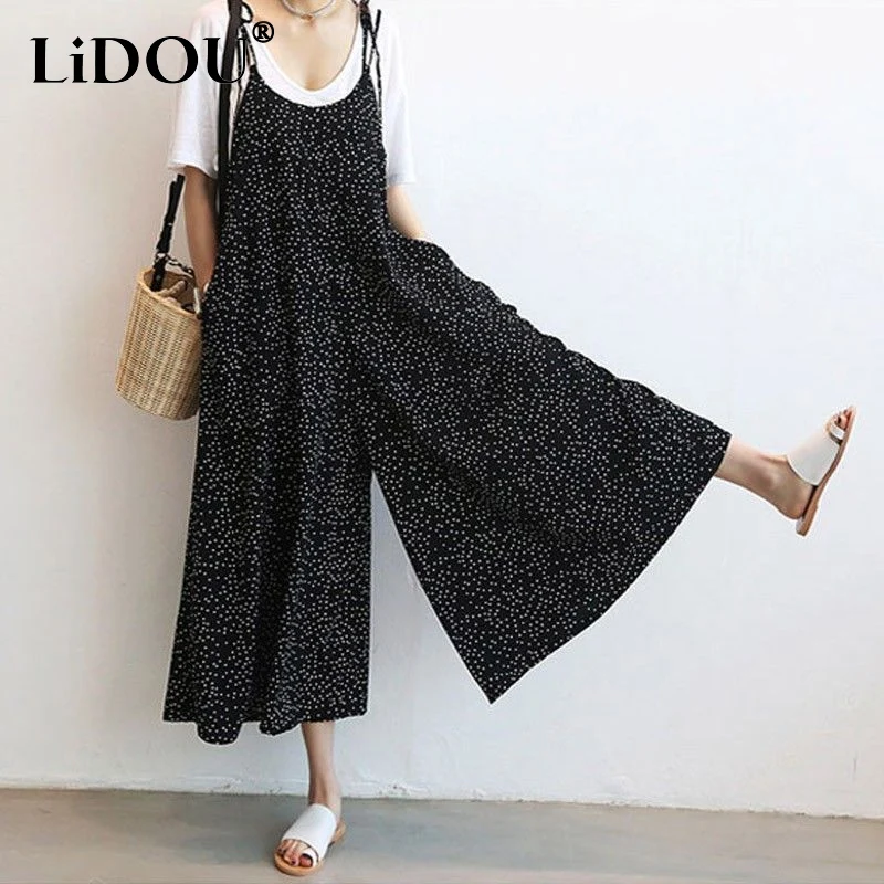 Top Trends: Summer Fashion Women's Set 2023 Solid Color Short Sleeve Loose Casual T-Shirts + Bandage Polka Dot Elegant Wide Leg Jumpsuits Shoppable Styles