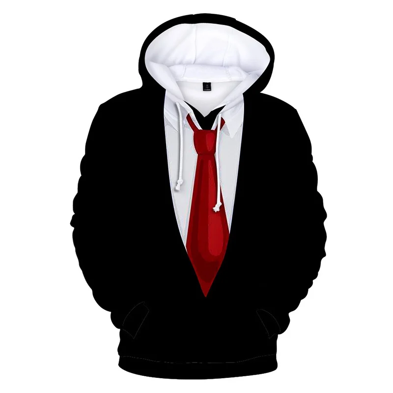 Top Trends: Funny Fake Suit Fashion 3D Hoodies Tuxedo Bow Tie Print Loose Hooded Sweatshirt Cosplay Casual Pullovers Streetwear Fake Suit Shoppable Styles