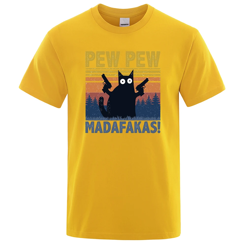 Top Trends: Pew Pew Madafakas Tshirt Men Short Sleeve Novelty Funny Cat T Shirt Vintage Summer Tops Shirts Tee T-Shirt Crew Neck Streetwear Shoppable Styles