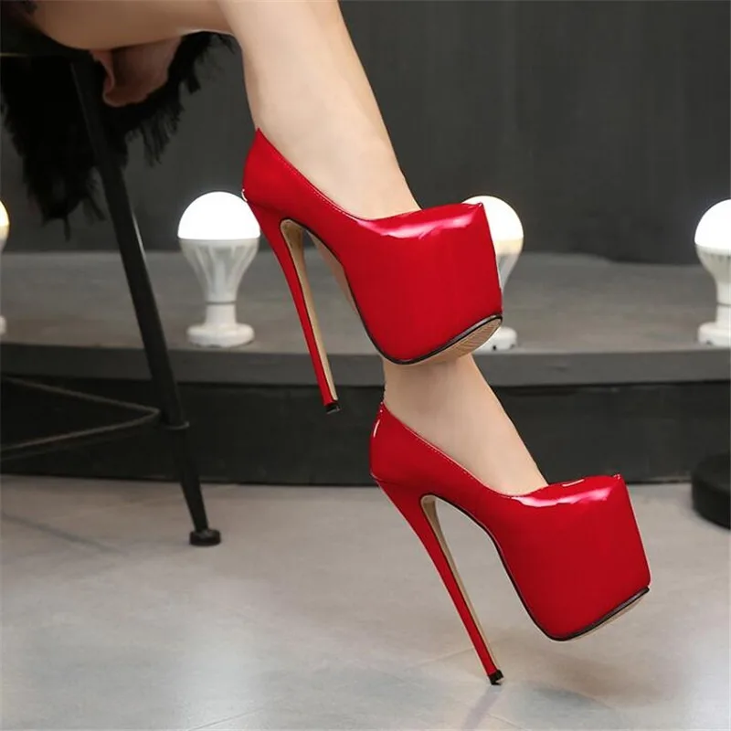 Top Trends: 35-44 Size Women Super High Heels 18cm Shoes Concise 8CM Platforms Shoes Pumps Wedding Party Sexy Leather Shoes Zapatos Shoppable Styles - Image 6