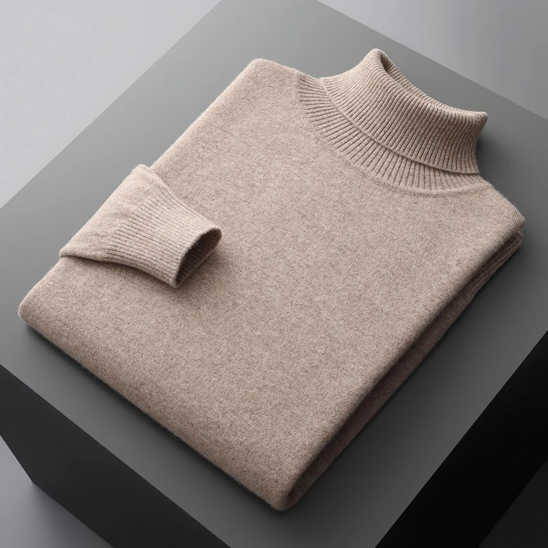 Top Trends: Autumn And Winter New Men's 100% Beautiful Slave Wool High Neck Solid Color Knitted Business Cashmere Sweater Warm High-end Top Shoppable Styles - Image 4