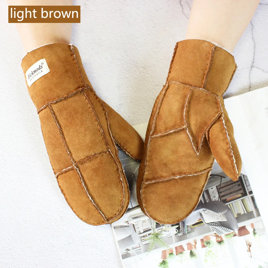 Top Trends: Sheepskin Fur Mittens Women&#039;s Ordinary Thick Winter Warm Hand-Stitched Boy Outdoor Windproof Cold Fingerless Gloves Shoppable Styles