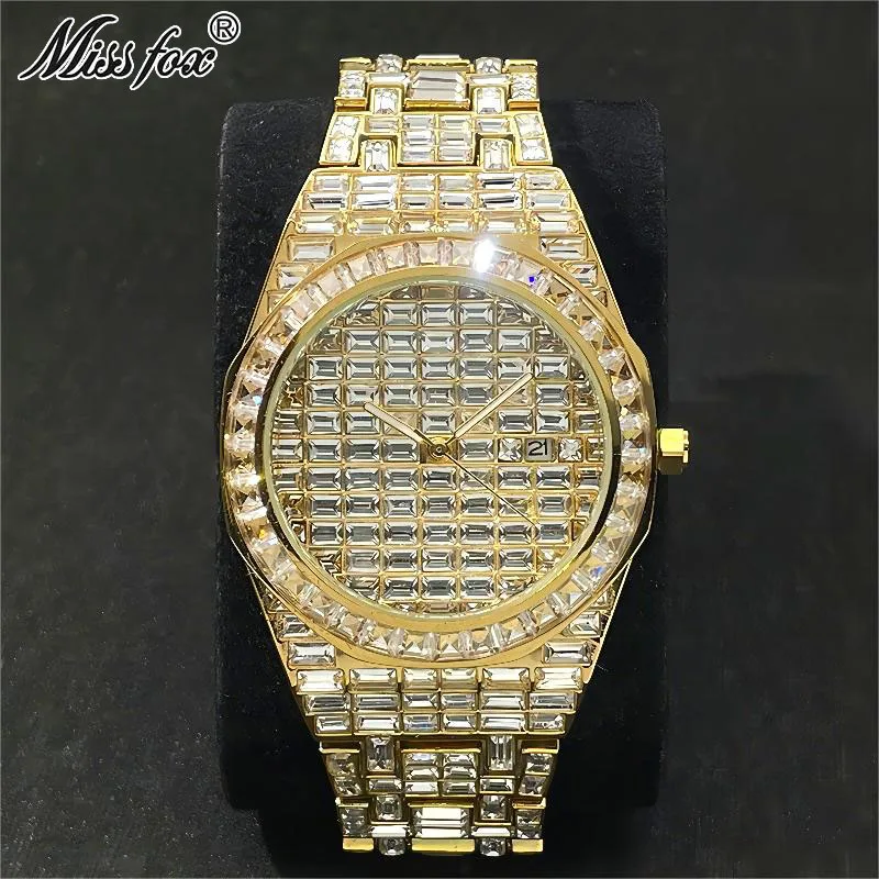 Top Trends: MISSFOX Luxury Quartz Watches Men Automatic Date Fashion Hip Hop Full Iced Diamond Waterproof Wrist Watch Man Reloj Hombre 2023 Shoppable Styles