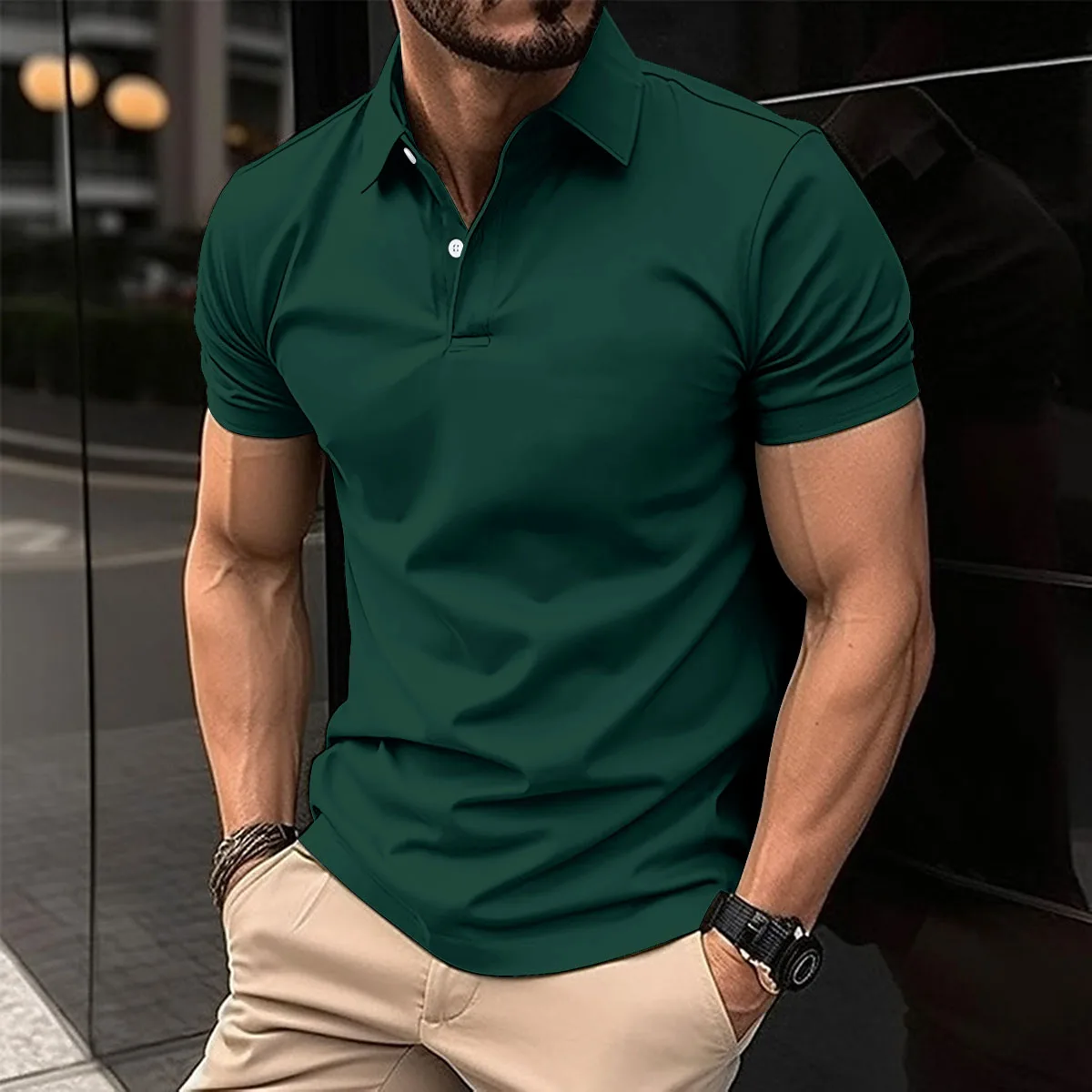 Top Trends: Best Selling Men Short Sleeve Polo Shirt Turn Down Collar Button Pure Color Top Polo Shirt Summer Casual Comfort Men&#039;s Clothing Shoppable Styles