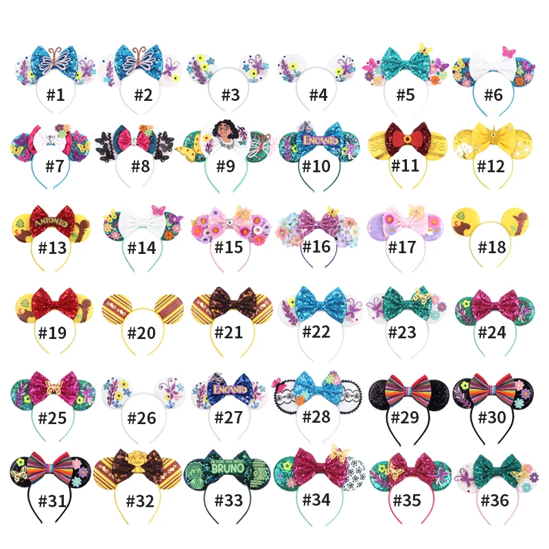 Top Trends: 2023 Chic Disney Encanto Mouse Ears Headband For Girls Sequins 5"Bow Hairband Children Festival Hair Accessories Shoppable Styles - Image 6