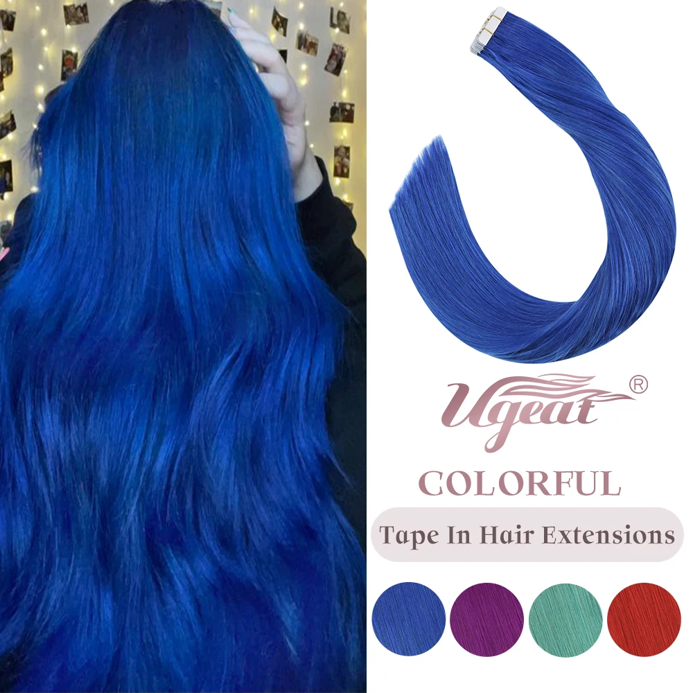 Top Trends: Ugeat Colorful Tape In Hair Extensions Real Human Hair For Cosplay Seamless Hair Dyed Hair For Festival Cool Girl Must Buy Shoppable Styles