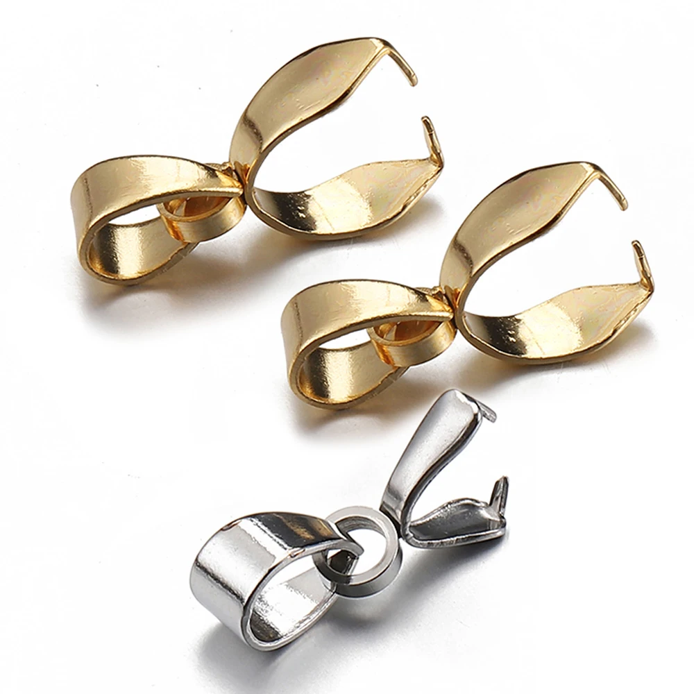 Top Trends: 20pcs Stainless Steel Charms Pendant Clip Clasps Pinch Bail Clip For Necklace Pendant Connector DIY Jewelry Making Accessories Shoppable Styles