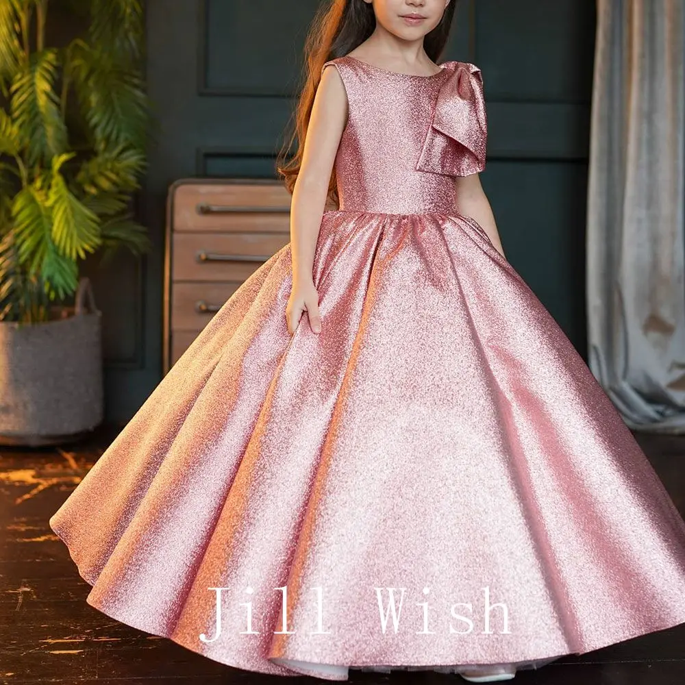 Top Trends: Jill Wish Luxury Glossy Pink Flower Girl Dresses With Bow Ball Gown Princess Kids Gown For Wedding Birthday Party Pageant J104 Shoppable Styles