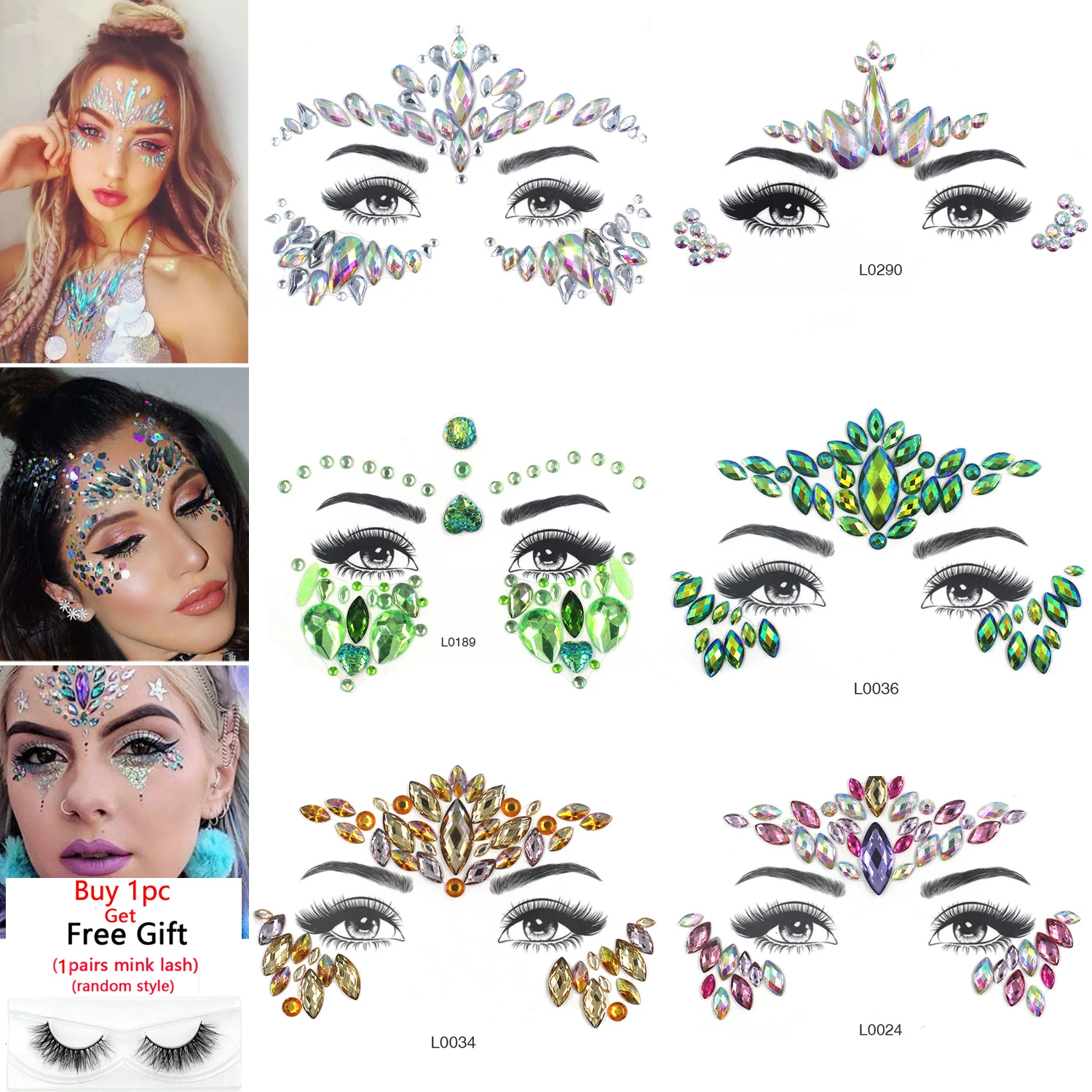 Top Trends: 3D Sexy Face Tattoo Crystal Stickers Temporary Tattoos Glitter Fake Tattoo Rhinestones Masquerade Women Party Face Jewels Tattoo Shoppable Styles