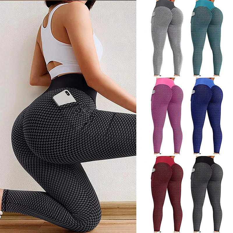 Top Trends: Women Plus Size Pocket Yoga Pants High Waist Elastic Push Up Fitness Sports Leggings Girls Gym Workout Honeycomb Sweatpants Shoppable Styles