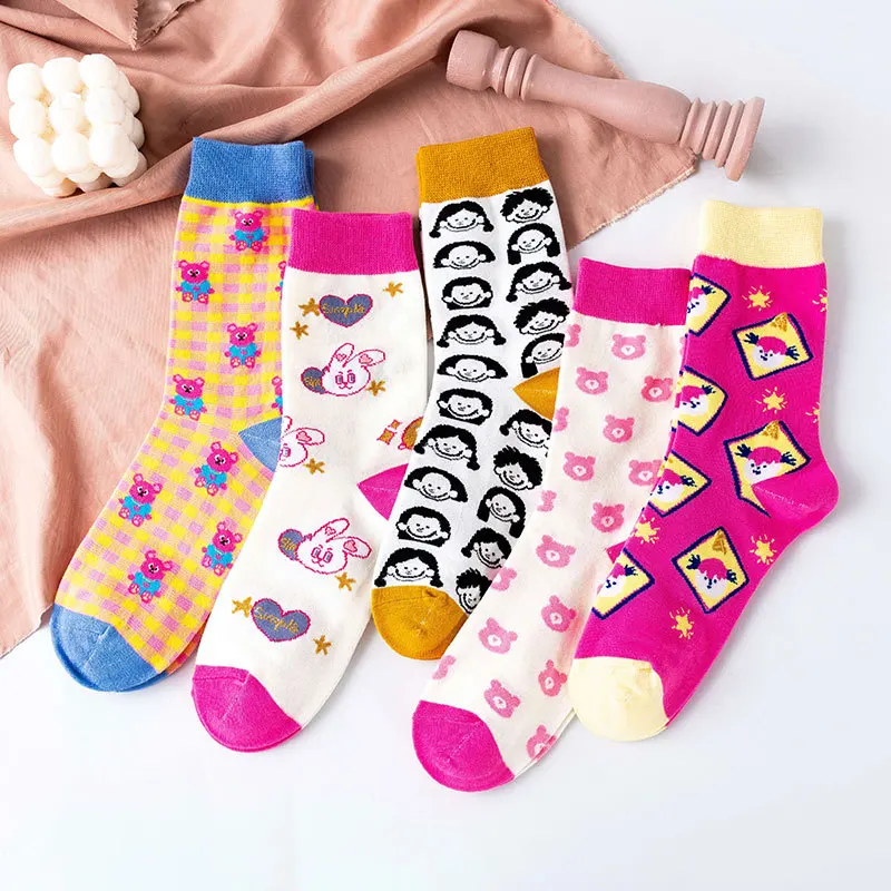 Top Trends: Japanese Harajuku Style Cartoon Woman Socks Cotton With Kawaii Bear Rabbit Funny Socks Women For Spring Autumn Winter 11801 Shoppable Styles