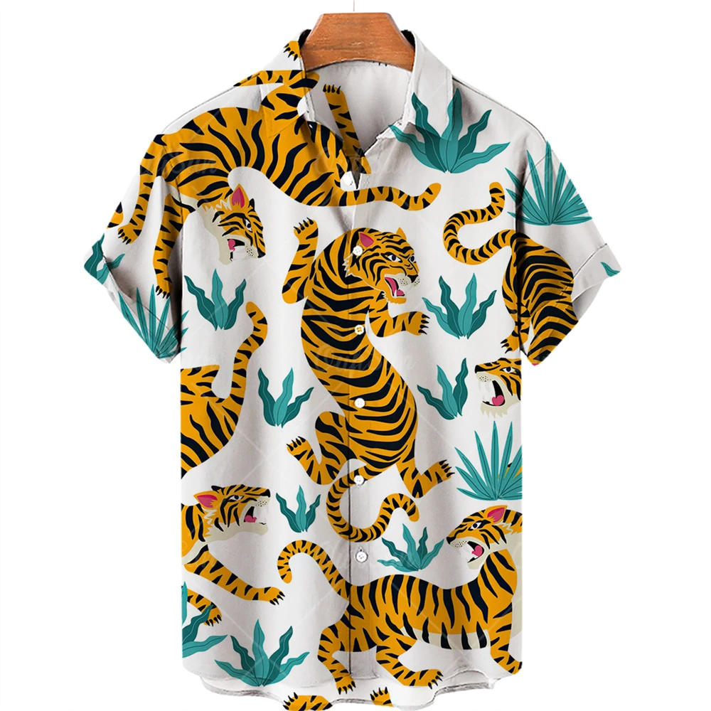 Top Trends: Hawaiian Shirts For Men Short Sleeve 3D Animal Print Lapel Vintage Casual Dress Summer Holiday Male Tops Beach Masculina Camisa Shoppable Styles