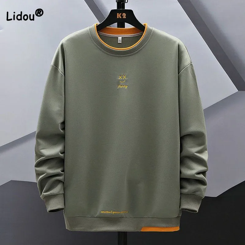 Top Trends: Casual Male Clothes Round Neck Solid Color Loose Sweatshirts 2023 Autumn Winter Fashion Trend Long Sleeve Pullovers Tops For Men Shoppable Styles