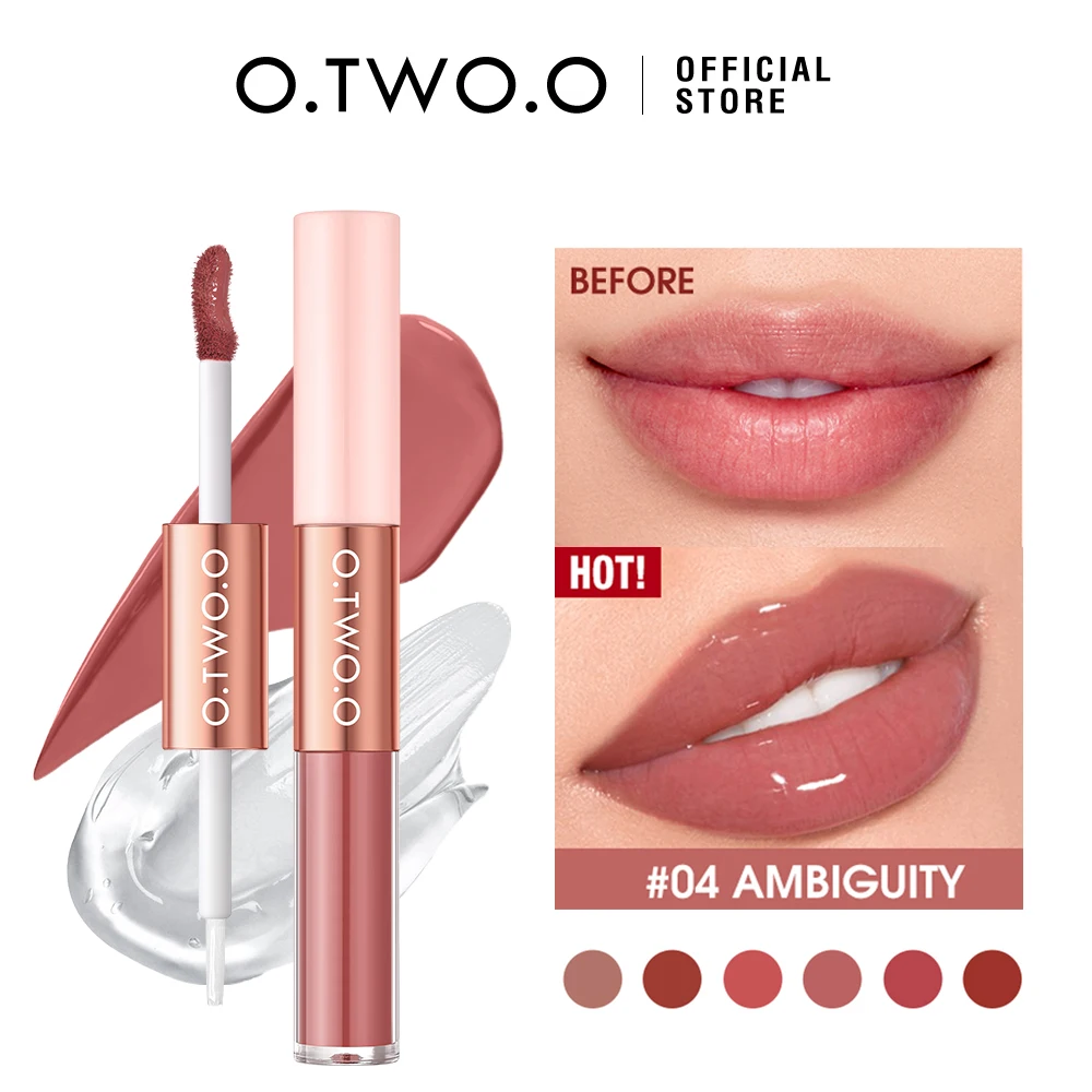 Top Trends: O.TWO.O Matte Lipstick Double Head Lip Coat 24HR Non-stick Cup Lip Gloss Tint Plumper Long Lasting Waterproof Lipstick Makeup Shoppable Styles