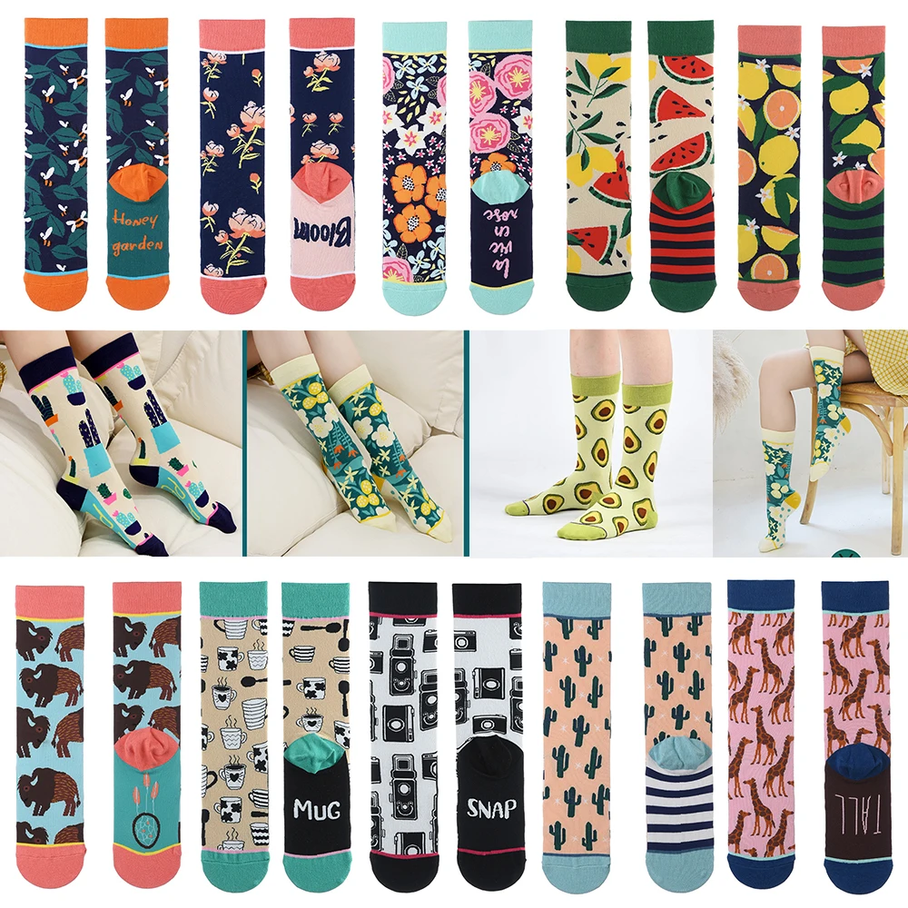 Top Trends: 2023 New Creative Women&#039;s Straight Cartoon Animal Characters Plant Cactus Graffiti Fun Trendy Socks Designer Socks Shoppable Styles