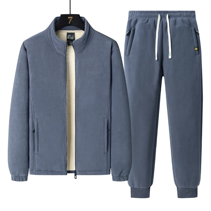 Top Trends: Men's Thick Tracksuit Sets Jacket + Pant Casual Fleece Winter Wool Sweatshirt Thick Warm Sportswear Male Suit Two Piece Set Shoppable Styles