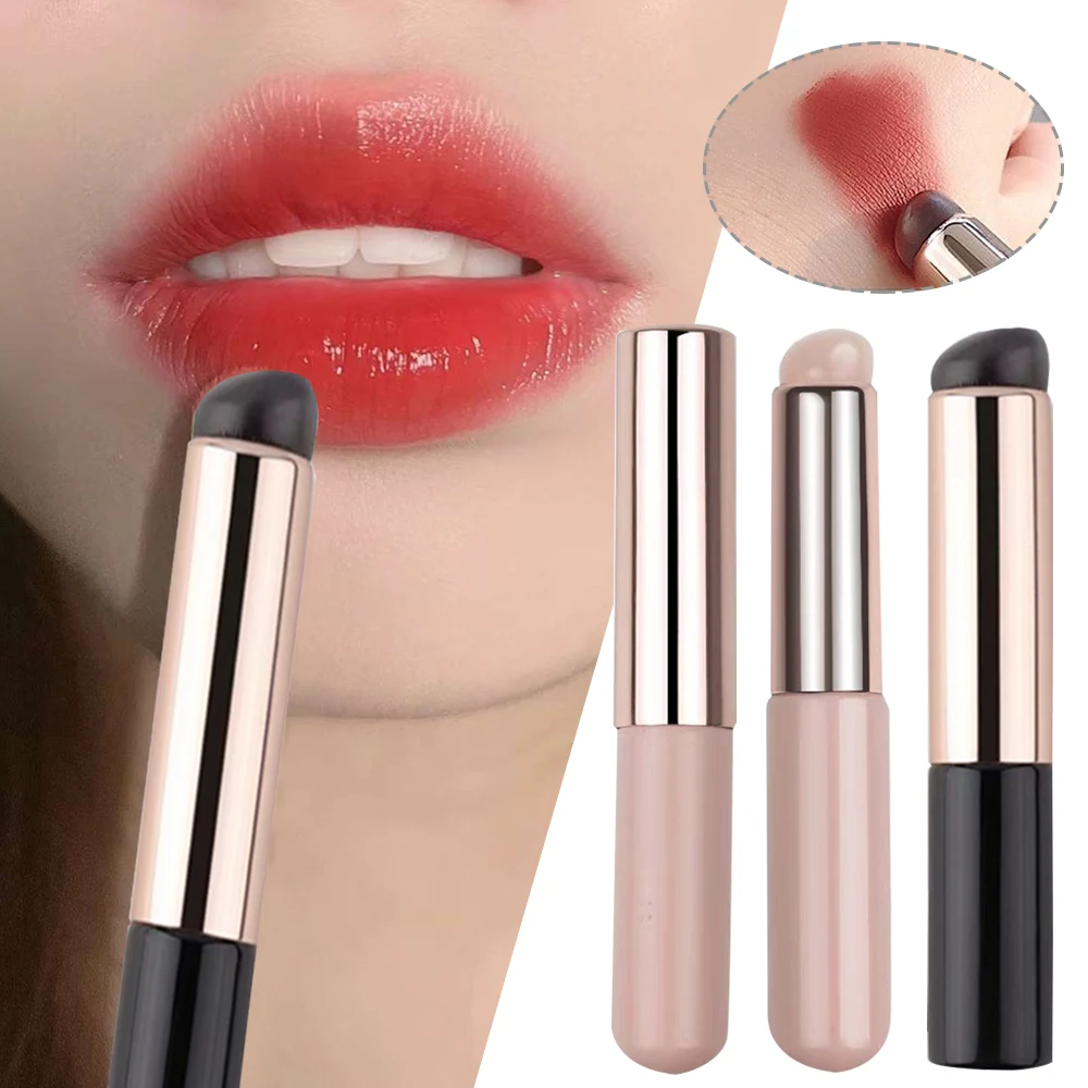 Top Trends: Upgrade Silicone Lip Brush With Cover Angled Concealer Makeup Tool Portable Round Head Like Fingertips Q Soft Lipstick Brush Shoppable Styles