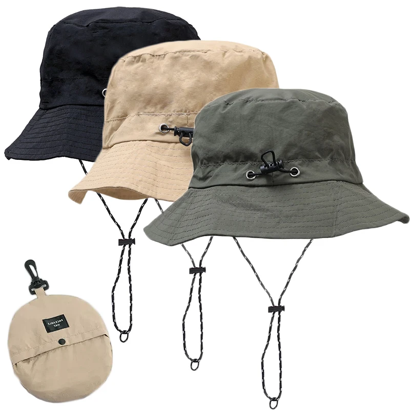 Top Trends: Foldable Panama Bucket Hat Outdoor Anti-UV Sun Hats For Men Women Spring Summer Fast Dry Waterproof Visors Cap Fisherman Caps Shoppable Styles