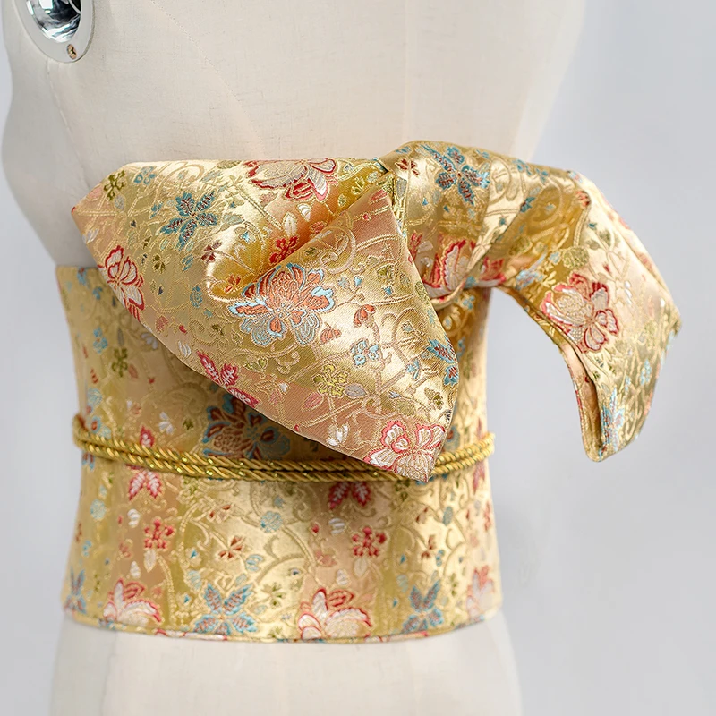 Top Trends: Traditional Japanese Yukata Classic Geisha Kimono Obi Belt Sakura Print Cummerbunds Bow-knot Noble Retro Japanese Waistband Shoppable Styles - Image 5