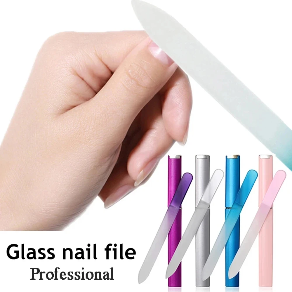 Top Trends: Professional Crystal Glass Nail Files Durable Gradient Double Sided Nail Art Buffer Files With Cases For Women Girl Beauty Tools Shoppable Styles